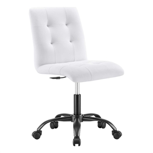 modway prim metal vegan leather armless office chair in black/white