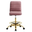 Modway Ripple Performance Velvet Armless Drafting Chair in Gold/Dusty Rose
