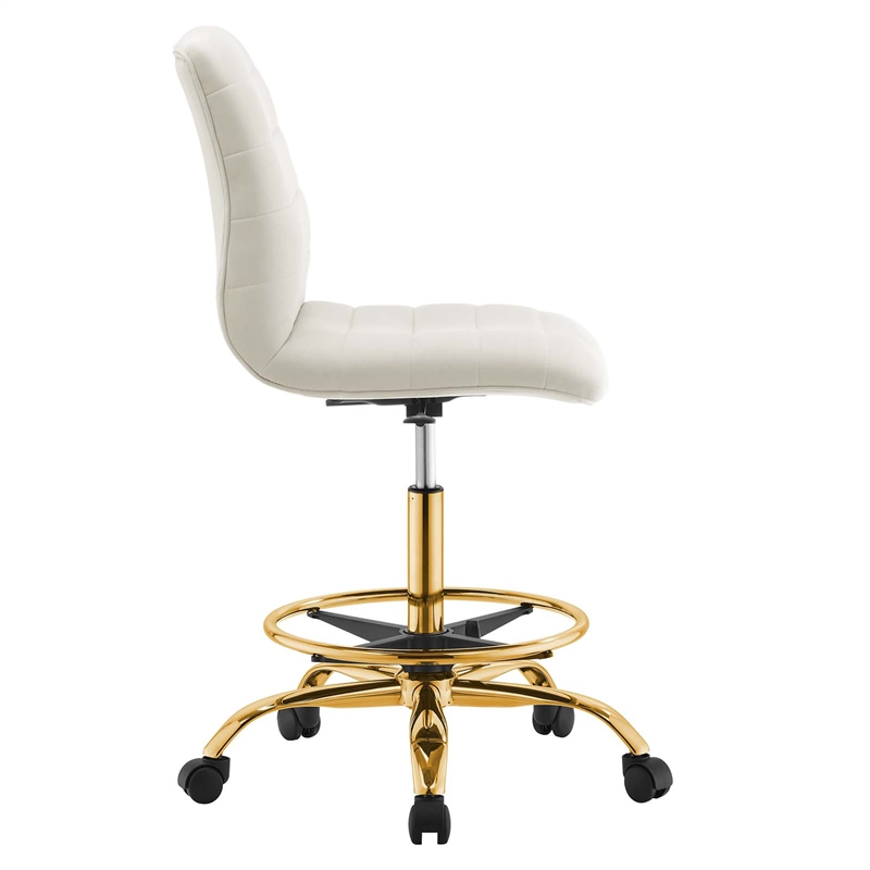 Modway Ripple Performance Velvet Armless Drafting Chair in Gold/Ivory