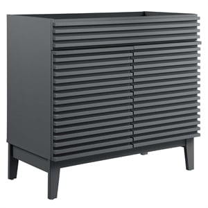 Modway Render 35&quot MDF and Particleboard Bathroom Vanity Cabinet in Gray