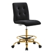 Modway Prim Metal and Performance Velvet Armless Drafting Chair in Gold/Black