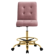 Modway Prim Metal and Performance Velvet Armless Drafting Chair in Gold/Rose