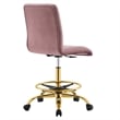 Modway Prim Metal and Performance Velvet Armless Drafting Chair in Gold/Rose