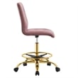 Modway Prim Metal and Performance Velvet Armless Drafting Chair in Gold/Rose