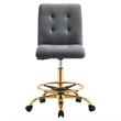 Modway Prim Metal and Performance Velvet Armless Drafting Chair in Gold/Gray