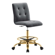 Modway Prim Metal and Performance Velvet Armless Drafting Chair in Gold/Gray
