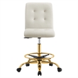 Modway Prim Metal and Performance Velvet Armless Drafting Chair in Gold/Ivory