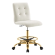 Modway Prim Metal and Performance Velvet Armless Drafting Chair in Gold/Ivory