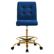 Modway Prim Metal and Performance Velvet Armless Drafting Chair in Gold/Navy