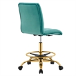 Modway Prim Metal and Performance Velvet Armless Drafting Chair in Gold/Teal