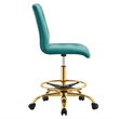 Modway Prim Metal and Performance Velvet Armless Drafting Chair in Gold/Teal