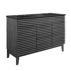Modway Render 47.5&quot MDF Wood Double Sink Bathroom Vanity in Charcoal/Black