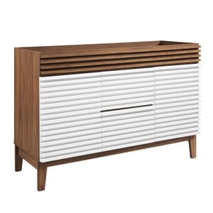 Modway Render 47&quot MDF and Particleboard Bathroom Vanity Cabinet in White/Walnut