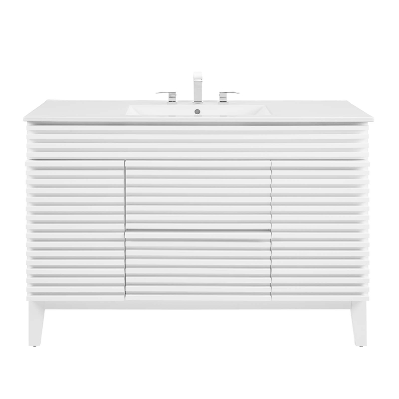 Modway Render 48" Plastic and Wood Single Sink Bathroom Vanity in White