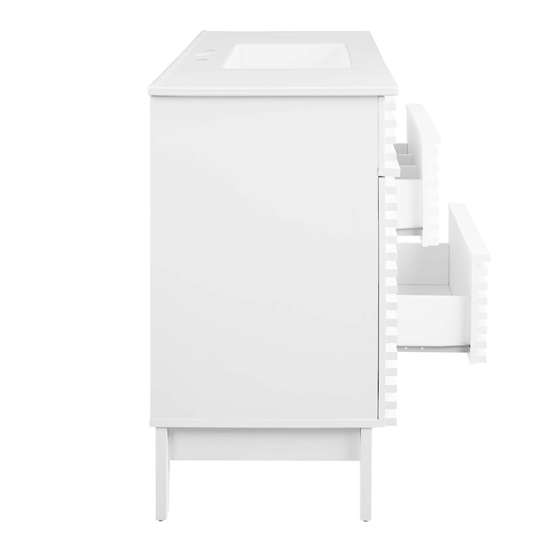 Modway Render 48" Plastic and Wood Single Sink Bathroom Vanity in White