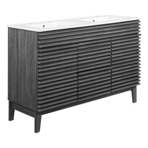 Modway Render 48&quot MDF Wood Double Sink Bathroom Vanity in Charcoal/White