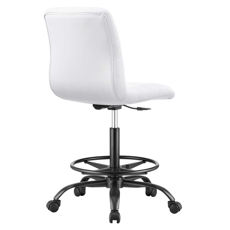 Modway Ripple Vegan Leather Armless Drafting Chair in Black/White