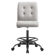Modway Prim Metal and Vegan Leather Armless Drafting Chair in Black/Light Gray