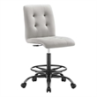 Modway Prim Metal and Vegan Leather Armless Drafting Chair in Black/Light Gray