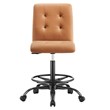 Modway Prim Metal and Vegan Leather Armless Drafting Chair in Black/Tan