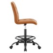 Modway Prim Metal and Vegan Leather Armless Drafting Chair in Black/Tan