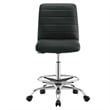 Modway Ripple Vegan Leather and Metal Armless Drafting Chair in Silver/Black