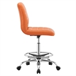 Modway Ripple Vegan Leather and Metal Armless Drafting Chair in Silver/Orange