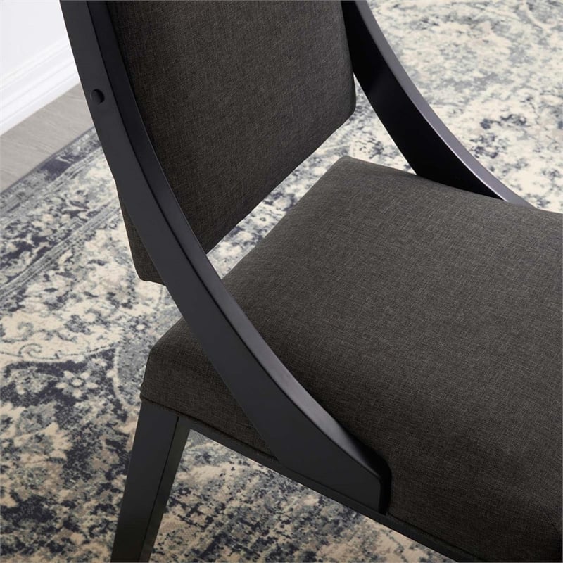 Modway Cambridge Solid Wood and Fabric Dining Chairs in Gray (Set of 2)