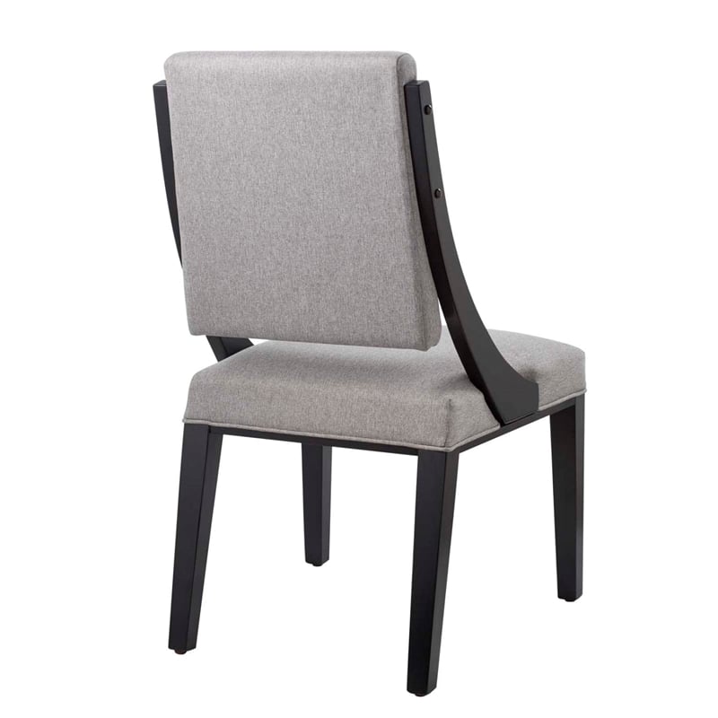 Modway Cambridge Solid Wood and Fabric Dining Chairs in Light Gray (Set of 2)