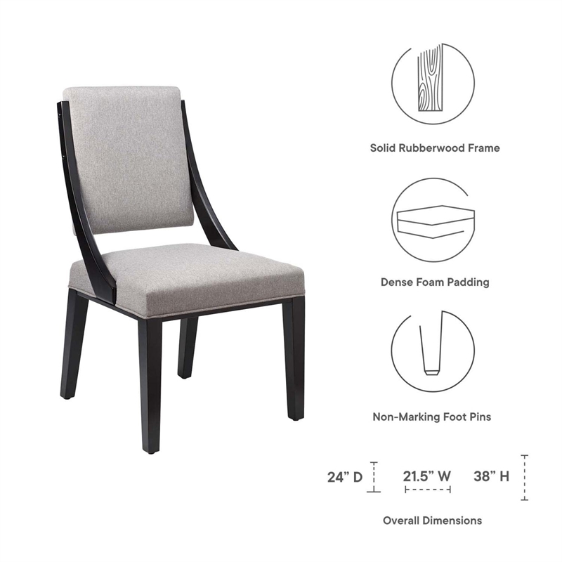 Modway Cambridge Solid Wood and Fabric Dining Chairs in Light Gray (Set of 2)