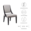 Modway Cambridge Solid Wood and Fabric Dining Chairs in Light Gray (Set of 2)