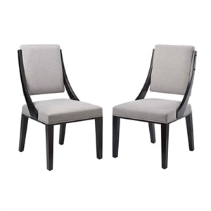 Modway Cambridge Solid Wood and Fabric Dining Chairs in Light Gray (Set of 2)