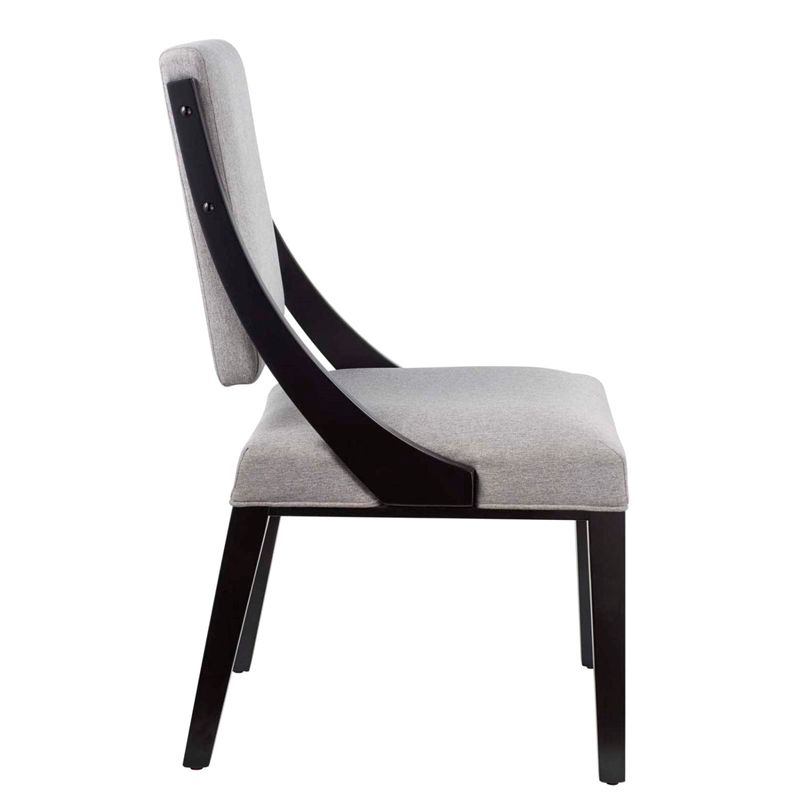 Modway Cambridge Solid Wood and Fabric Dining Chairs in Light Gray (Set of 2)