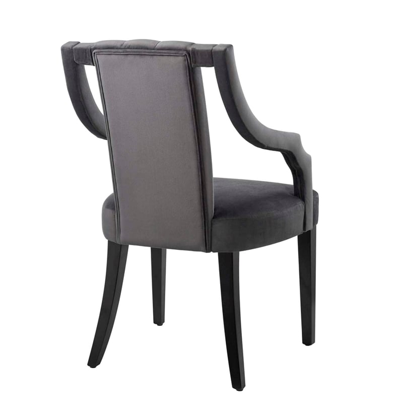 Modway Virtue Performance Velvet Dining Chairs in Gray (Set of 2)