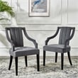 Modway Virtue Performance Velvet Dining Chairs in Gray (Set of 2)