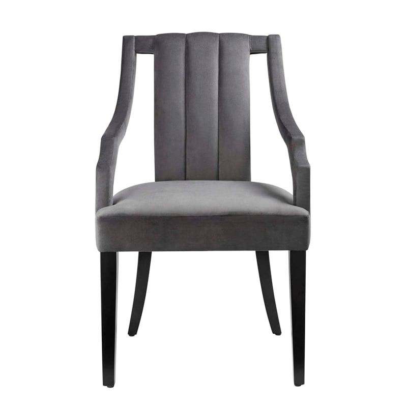 Modway Virtue Performance Velvet Dining Chairs in Gray (Set of 2)