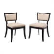 Modway Pristine Solid Wood and Fabric Dining Chairs in Beige (Set of 2)