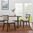 Modway Pristine Solid Wood and Fabric Dining Chairs in Beige (Set of 2)