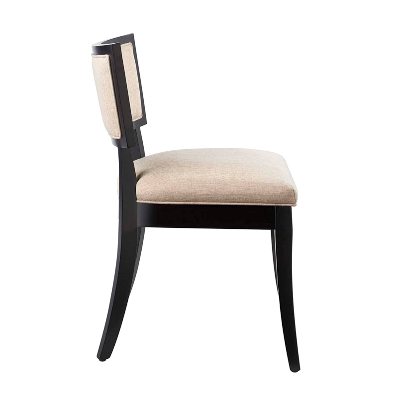 Modway Pristine Solid Wood and Fabric Dining Chairs in Beige (Set of 2)