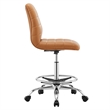 Modway Ripple Vegan Leather and Metal Armless Drafting Chair in Silver/Tan