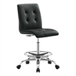 Modway Prim Metal Vegan Leather Armless Drafting Chair in Silver/Black
