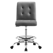 Modway Prim Metal Vegan Leather Armless Drafting Chair in Silver/Gray