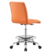 Modway Prim Metal Vegan Leather Armless Drafting Chair in Silver/Orange