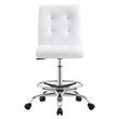 Modway Prim Metal Vegan Leather Armless Drafting Chair in Silver/White