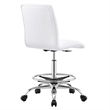 Modway Prim Metal Vegan Leather Armless Drafting Chair in Silver/White