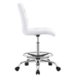 Modway Prim Metal Vegan Leather Armless Drafting Chair in Silver/White