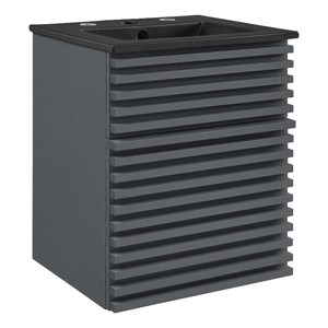 Modway Render 17.5&quot MDF Wood Wall-Mount Bathroom Vanity in Gray/Black