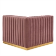 Modway Conjure Channel Tufted Performance Velvet Left Corner Chair in Gold/Rose