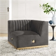 Modway Conjure Channel Tufted Performance Velvet Left Corner Chair in Gold/Gray