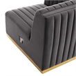 Modway Conjure Channel Tufted Performance Velvet Left Corner Chair in Gold/Gray